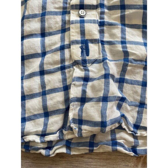 Johnnie-O Hangin Out Blue White Plaid Checker Button Up Long Sleeve Shirt XL - Picture 2 of 9